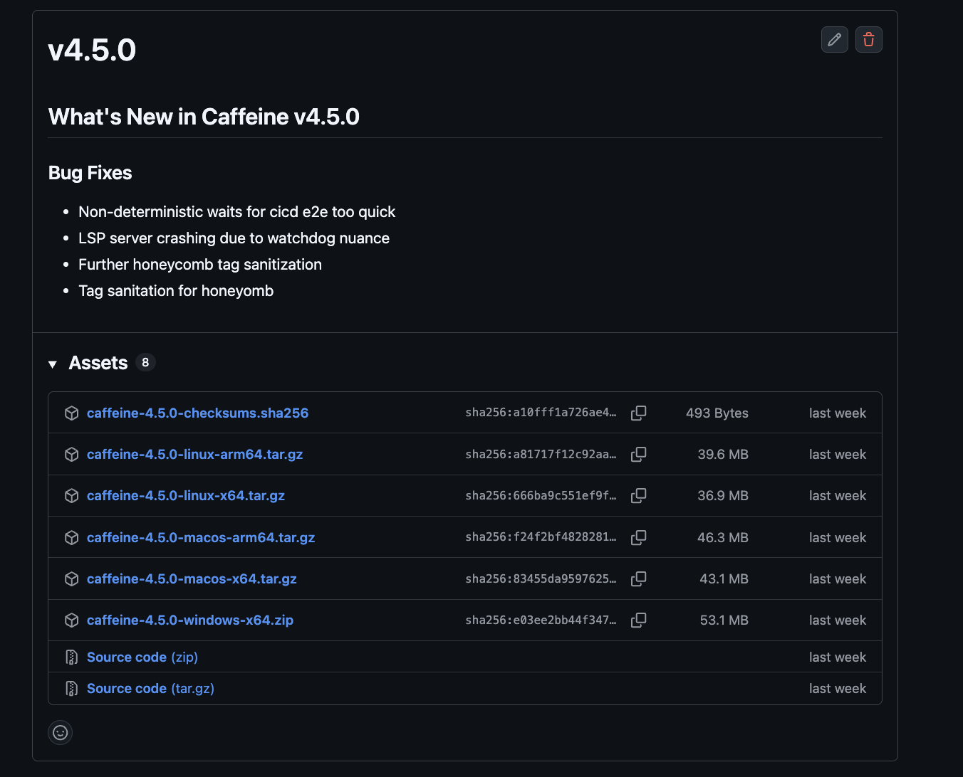 Release sizes on GitHub